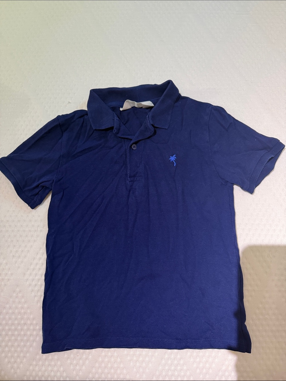 H&M Navy Blue Polo Shirt with Embroidered Logo